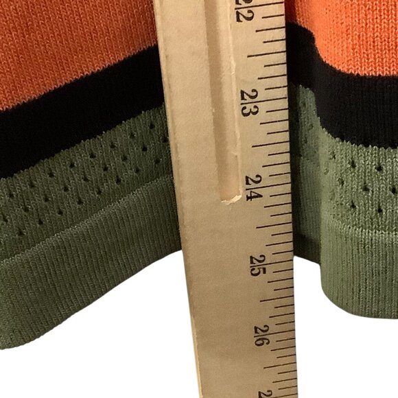 Cruise Knit Men Short Sleeve Button-Up Shirt Large Green Orange Viscose Vintage - Picture 7 of 8